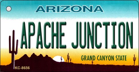 KC-8656 1.5 x 3 in. Apache Junction Arizona Background Novelty Metal Key Chain