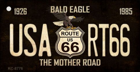 KC-8776 1.5 x 3 in. Bald Eagle Route 66 Novelty Metal Key Chain