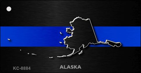 KC-8884 1.5 x 3 in. Alaska Thin Blue Line Novelty Metal Key Chain