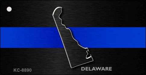 KC-8890 1.5 x 3 in. Delaware Thin Blue Line Novelty Metal Key Chain