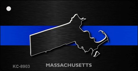 KC-8903 1.5 x 3 in. Massachusetts Thin Blue Line Novelty Metal Key Chain