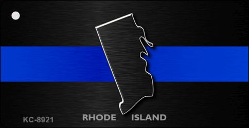 KC-8921 1.5 x 3 in. Rhode Island Thin Blue Line Novelty Metal Key Chain