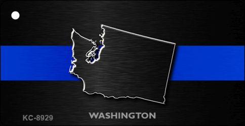 KC-8929 1.5 x 3 in. Washington Thin Blue Line Novelty Metal Key Chain