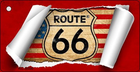 KC-9006 1.5 x 3 in. Route 66 Scroll Novelty Key Chain