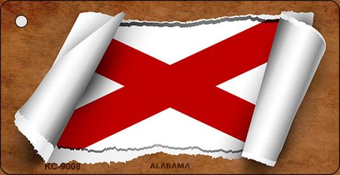 KC-9008 1.5 x 3 in. Alabama Flag Scroll Novelty Key Chain