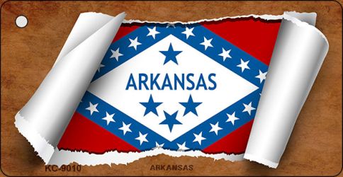 KC-9010 1.5 x 3 in. Arkansas Flag Scroll Novelty Key Chain
