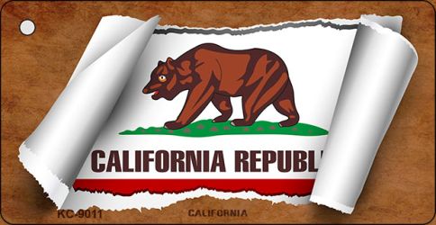 KC-9011 1.5 x 3 in. California Flag Scroll Novelty Key Chain