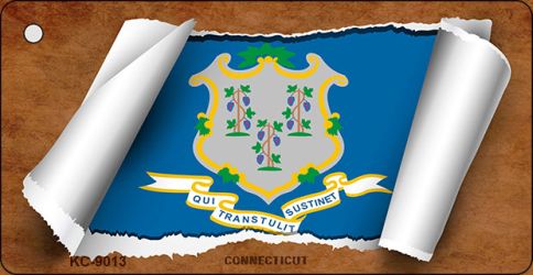 KC-9013 1.5 x 3 in. Connecticut Flag Scroll Novelty Key Chain