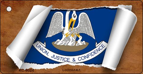 KC-9024 1.5 x 3 in. Louisiana Flag Scroll Novelty Key Chain