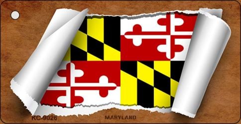 KC-9026 1.5 x 3 in. Maryland Flag Scroll Novelty Key Chain