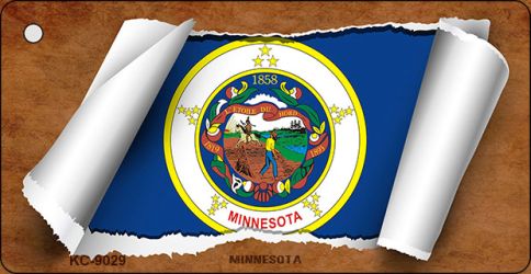 KC-9029 1.5 x 3 in. Minnesota Flag Scroll Novelty Key Chain