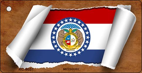 KC-9031 1.5 x 3 in. Missouri Flag Scroll Novelty Key Chain