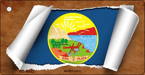 KC-9032 1.5 x 3 in. Montana Flag Scroll Novelty Key Chain