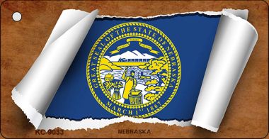 KC-9033 1.5 x 3 in. Nebraska Flag Scroll Novelty Key Chain