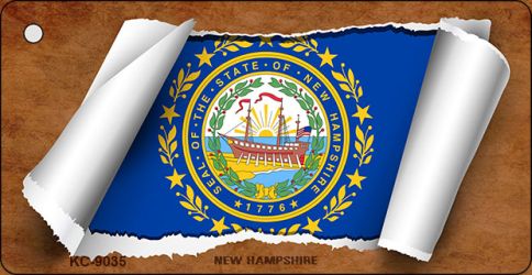 KC-9035 1.5 x 3 in. New Hampshire Flag Scroll Novelty Key Chain