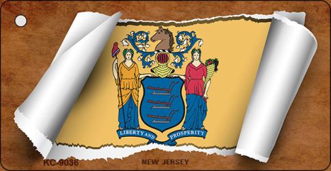 KC-9036 1.5 x 3 in. New Jersey Flag Scroll Novelty Key Chain