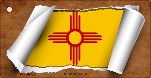 KC-9037 1.5 x 3 in. New Mexico Flag Scroll Novelty Key Chain