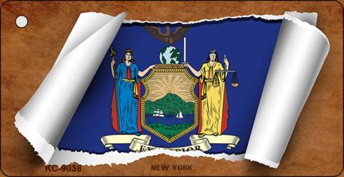 KC-9038 1.5 x 3 in. New York Flag Scroll Novelty Key Chain