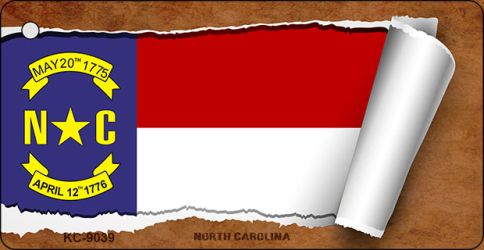 KC-9039 1.5 x 3 in. North Carolina Flag Scroll Novelty Key Chain
