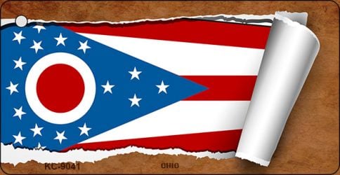 KC-9041 1.5 x 3 in. Ohio Flag Scroll Novelty Key Chain