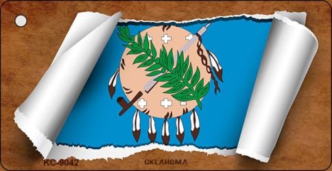 KC-9042 1.5 x 3 in. Oklahoma Flag Scroll Novelty Key Chain
