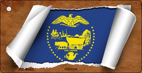 KC-9043 1.5 x 3 in. Oregon Flag Scroll Novelty Key Chain