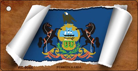 KC-9044 1.5 x 3 in. Pennsylvania Flag Scroll Novelty Key Chain
