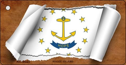 KC-9045 1.5 x 3 in. Rhode Island Flag Scroll Novelty Key Chain
