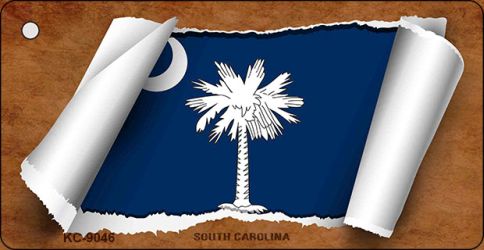 KC-9046 1.5 x 3 in. South Carolina Flag Scroll Novelty Key Chain