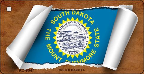 KC-9047 1.5 x 3 in. South Dakota Flag Scroll Novelty Key Chain