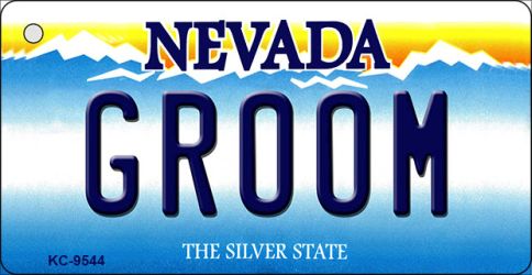 KC-9544 1.5 x 3 in. Groom Nevada Background Novelty Key Chain