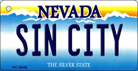 KC-9546 1.5 x 3 in. Sin City Nevada Background Novelty Key Chain