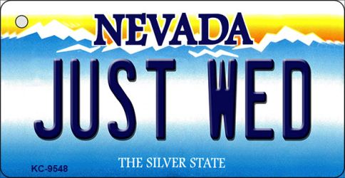 KC-9548 1.5 x 3 in. Just Wed Nevada Background Novelty Key Chain