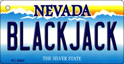 KC-9563 1.5 x 3 in. Black Jack Nevada Background Novelty Key Chain