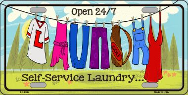 LP-6894 6 x 12 in. Laundry Self Service Novelty Metal License Plate