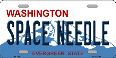 6 x 12 in. Space Needle Washington Novelty Metal License Plate