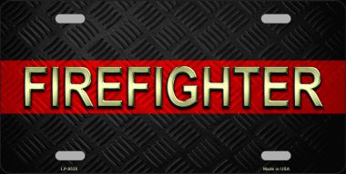 LP-8535 6 x 12 in. Firefighter Thin Red Line Novelty Metal License Plate