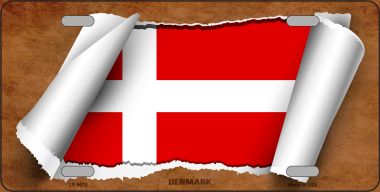 LP-9070 6 x 12 in. Denmark Flag Scroll Novelty Metal License Plate