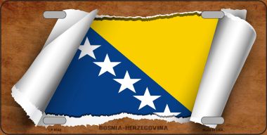 LP-9140 6 x 12 in. Bosnia-Herzegovina Flag Scroll Novelty Metal License Plate -  Smart Blonde