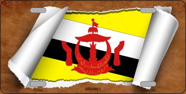 LP-9144 6 x 12 in. Brunei Flag Scroll Novelty Metal License Plate