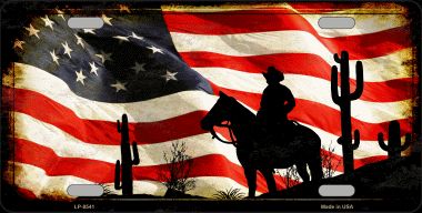 6 x 12 in. American Cowboy Novelty Metal License Plate