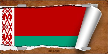 LP-9134 6 x 12 in. Belarus Flag Scroll Novelty Metal License Plate
