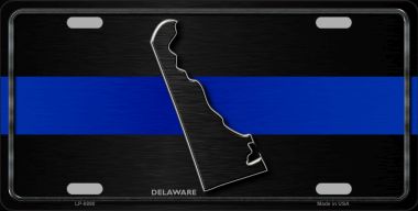 LP-8890 6 x 12 in. Delaware Thin Blue Line Novelty Metal License Plate
