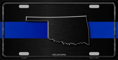 LP-8918 6 x 12 in. Oklahoma Thin Blue Line Novelty Metal License Plate