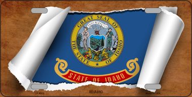 LP-9018 6 x 12 in. Idaho Flag Scroll Novelty Metal License Plate
