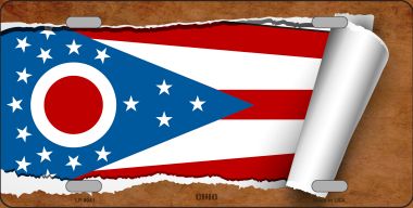 LP-9041 6 x 12 in. Ohio Flag Scroll Novelty Metal License Plate