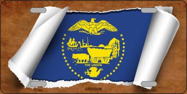 LP-9043 6 x 12 in. Oregon Flag Scroll Novelty Metal License Plate