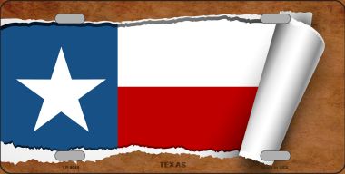 LP-9049 6 x 12 in. Texas Flag Scroll Novelty Metal License Plate