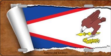 LP-9060 6 x 12 in. American Samoa Flag Scroll Novelty Metal License Plate