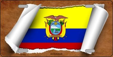 LP-9062 6 x 12 in. Ecuador Flag Scroll Novelty Metal License Plate